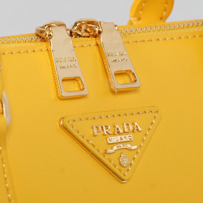 2014 Prada Shiny Saffiano Leather Top Handle Bag BL0837 yellow - Click Image to Close